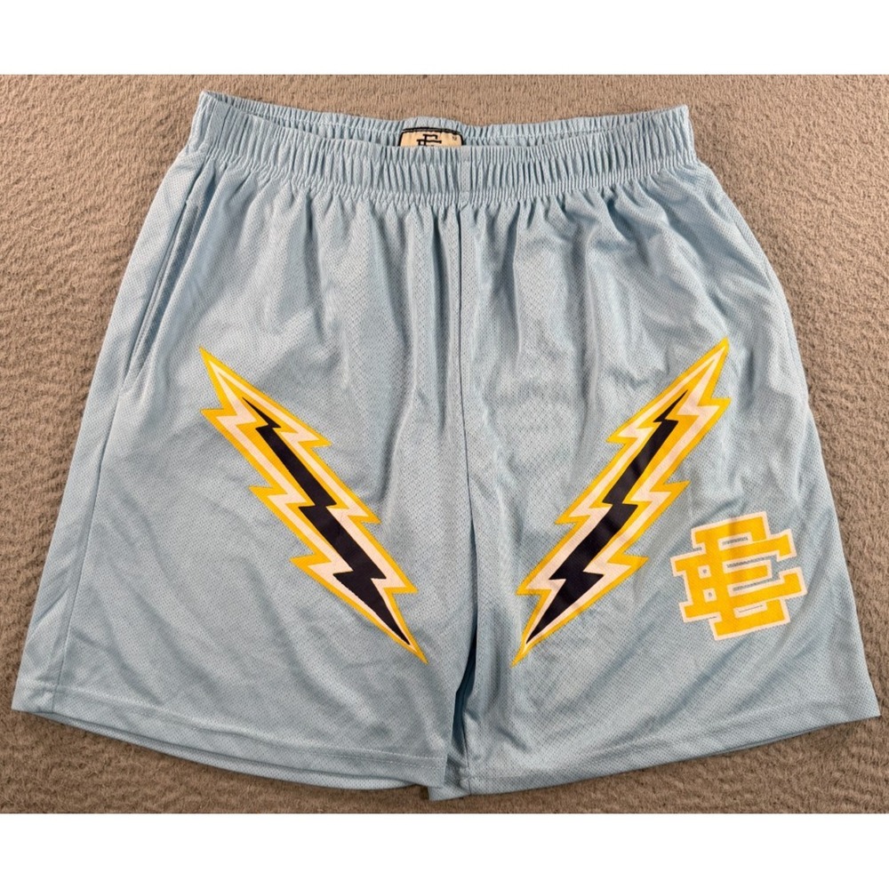 Eric Emanuel EE Basic Lightning Bolt Carolina Bolt Shorts Mens Medium Blue